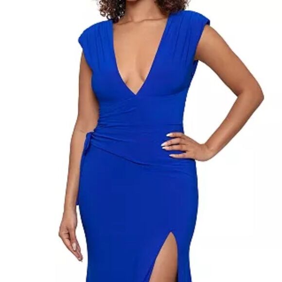 Betsy & Adam NWT Side Slit Long Evening Dress in the color blue Size 4 - Picture 5 of 5